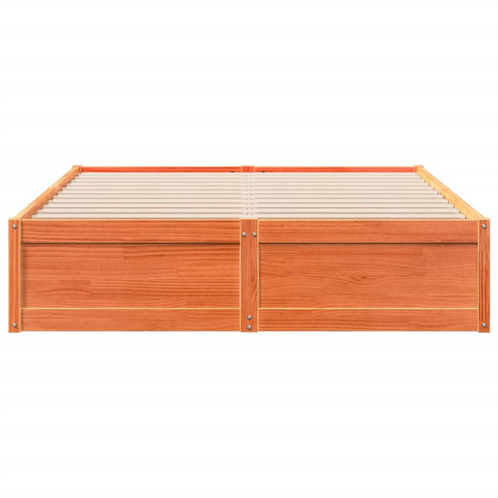 Cadru de pat fără saltea, maro ceruit 140x200 cm lemn masiv pin WALTI