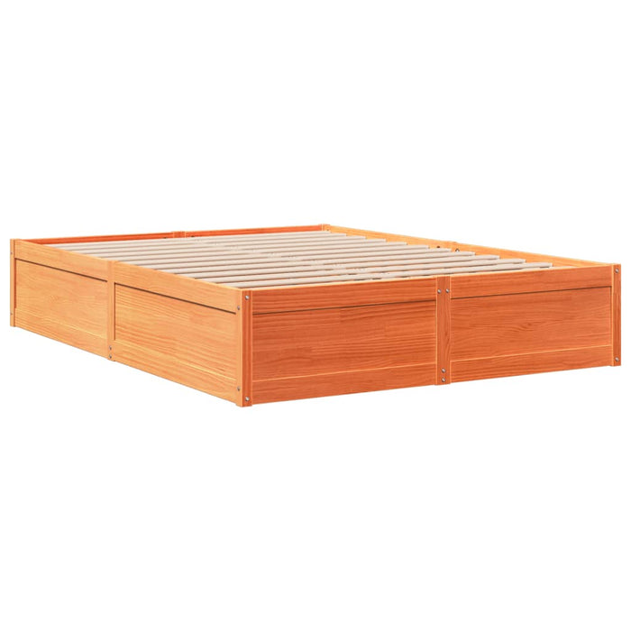 Cadru de pat fără saltea, maro ceruit 140x200 cm lemn masiv pin WALTI