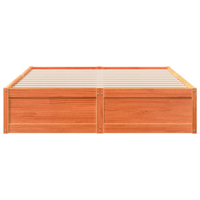 Cadru pat fără saltea, maro ceruit, 140x190 cm, lemn masiv pin - WALTI WALTI