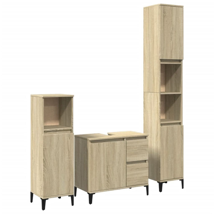 Set mobilier de baie, 3 piese, stejar sonoma, lemn prelucrat - WALTI WALTI