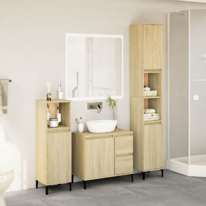 Set mobilier de baie, 3 piese, stejar sonoma, lemn prelucrat - WALTI WALTI