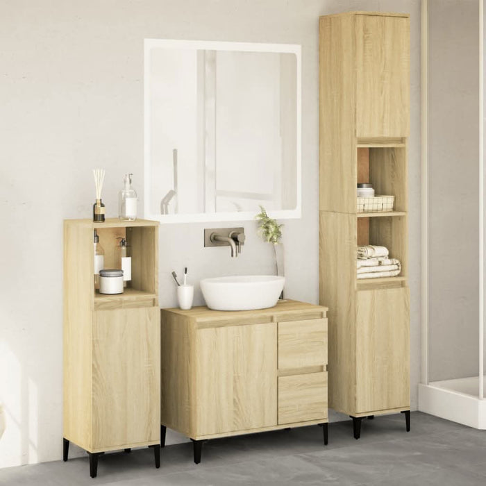 Set mobilier de baie, 3 piese, stejar sonoma, lemn prelucrat - WALTI WALTI