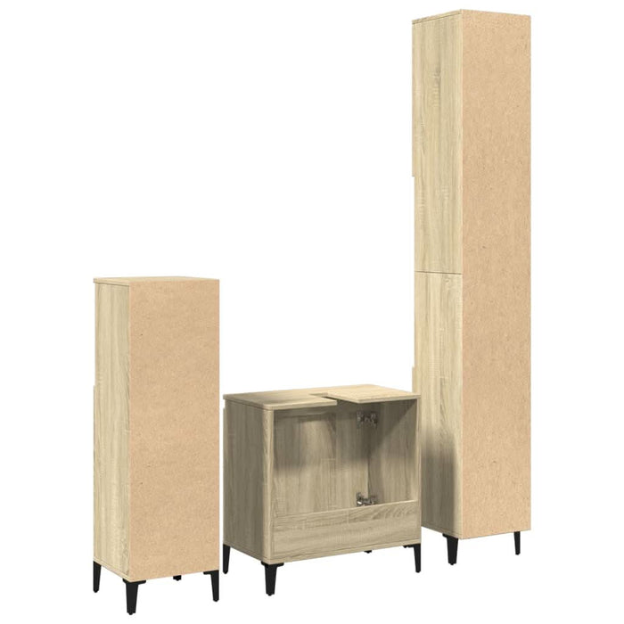 Set mobilier de baie, 3 piese, stejar sonoma, lemn prelucrat - WALTI WALTI