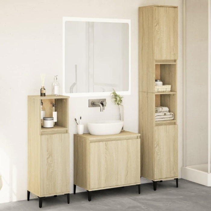Set mobilier de baie, 3 piese, stejar sonoma, lemn prelucrat - WALTI WALTI
