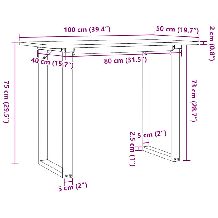 Masă de bucătărie, cadru O, 100x50x75cm lemn masiv pin și Oţel - WALTI WALTI