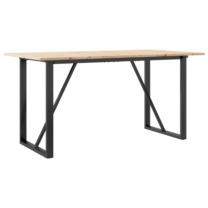 Masă de bucătărie, cadru O, 140x80x75cm lemn masiv pin și Oţel WALTI