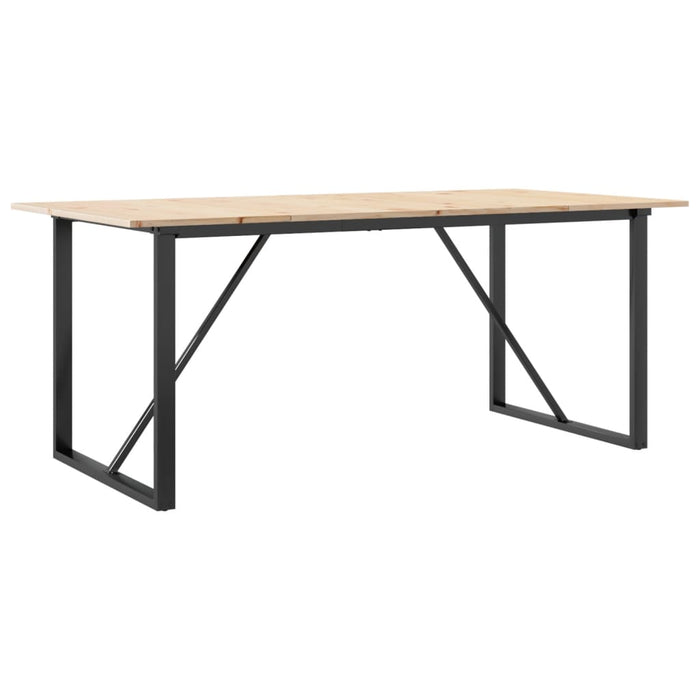 Masă de bucătărie, cadru O, 180x90x75cm lemn masiv pin și Oţel WALTI