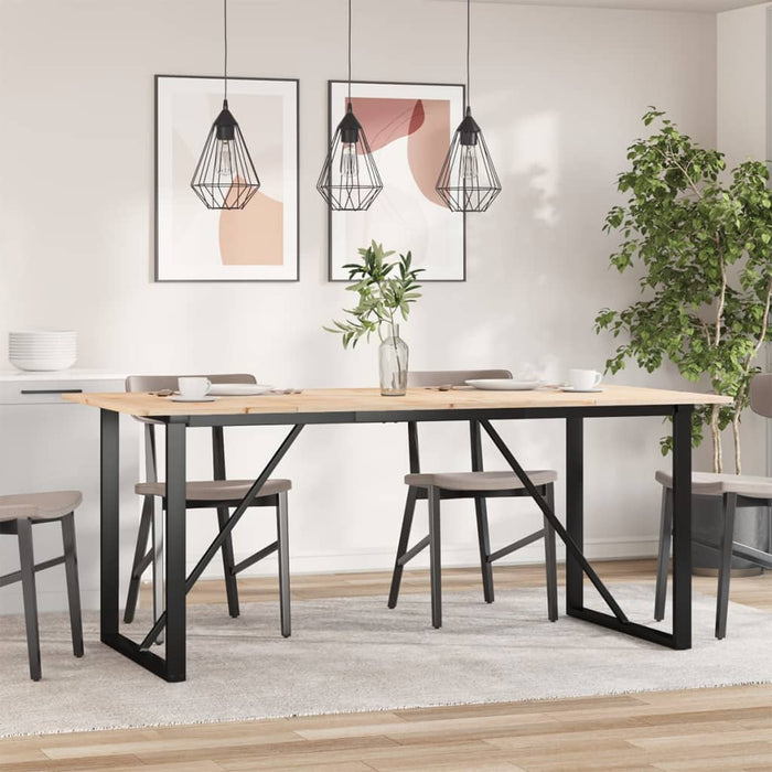 Masă de bucătărie, cadru O, 180x90x75cm lemn masiv pin și Oţel WALTI