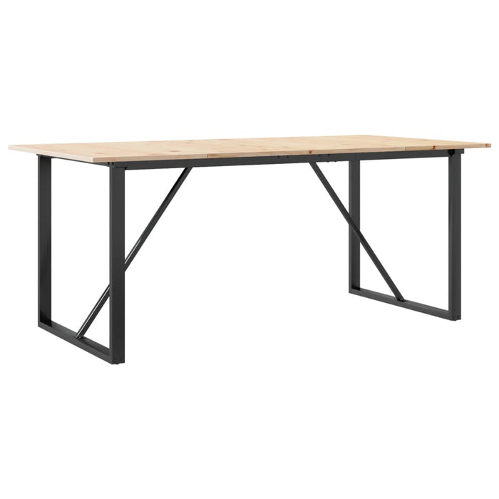 Masă de bucătărie, cadru O, 180x90x75cm lemn masiv pin și Oţel WALTI