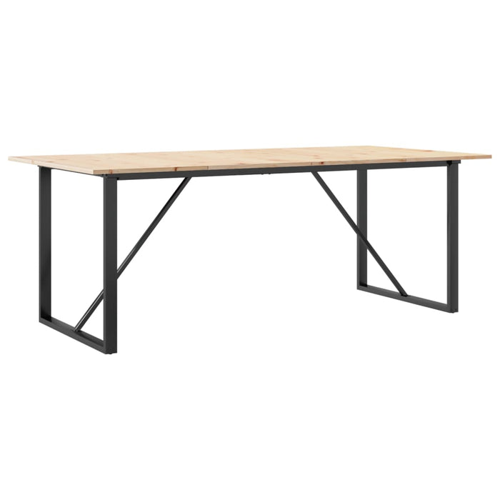 Masă bucătărie, cadru O, 200x100x75 cm lemn masiv pin și Oţel - WALTI WALTI
