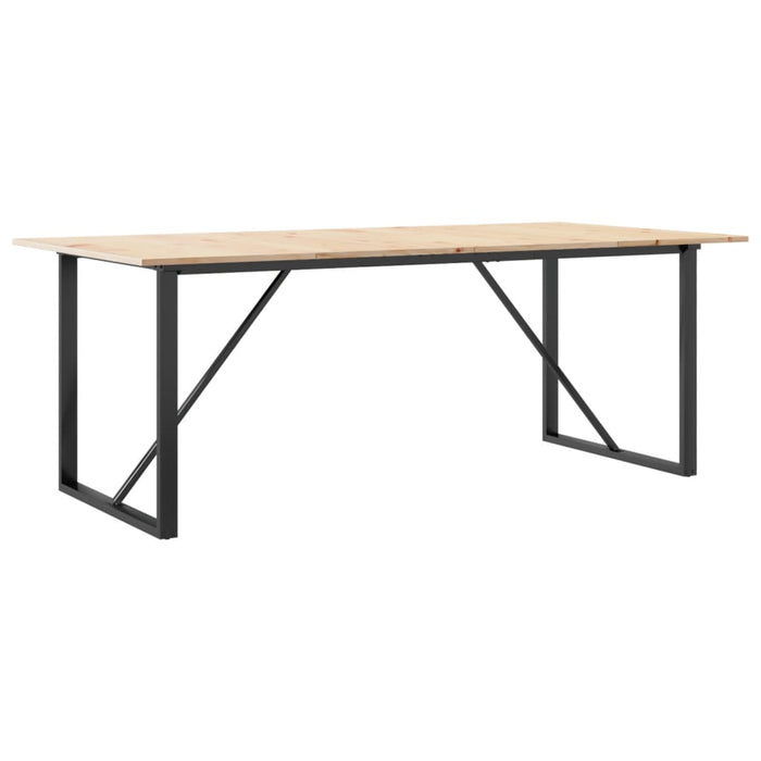 Masă bucătărie, cadru O, 200x100x75 cm lemn masiv pin și Oţel - WALTI WALTI