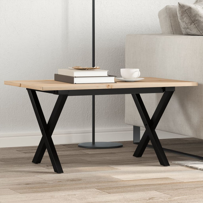 Masă de cafea, cadru X, 80x50x40 cm, lemn masiv pin și Oţel WALTI