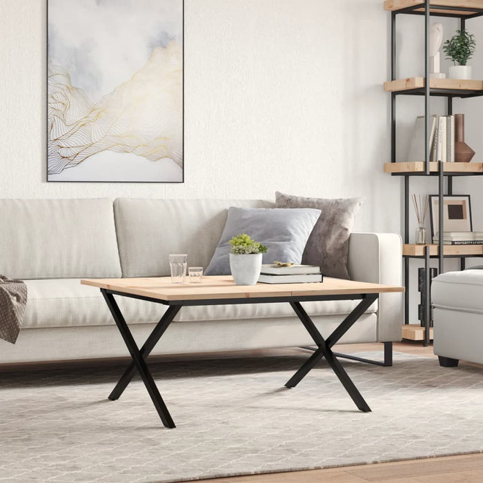 Masă de cafea, cadru X, 80x80x45 cm, lemn masiv pin și Oţel WALTI