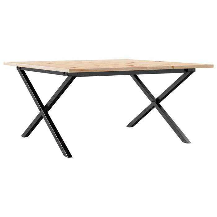 Masă de cafea, cadru X, 80x80x45 cm, lemn masiv pin și Oţel WALTI