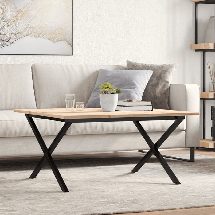 Masă de cafea, cadru X, 80x80x45 cm, lemn masiv pin și Oţel WALTI