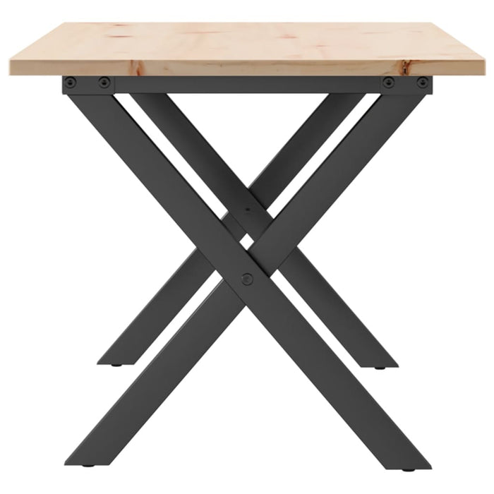 Masă de cafea, cadru X, 90x40x45 cm, lemn masiv pin și Oţel WALTI
