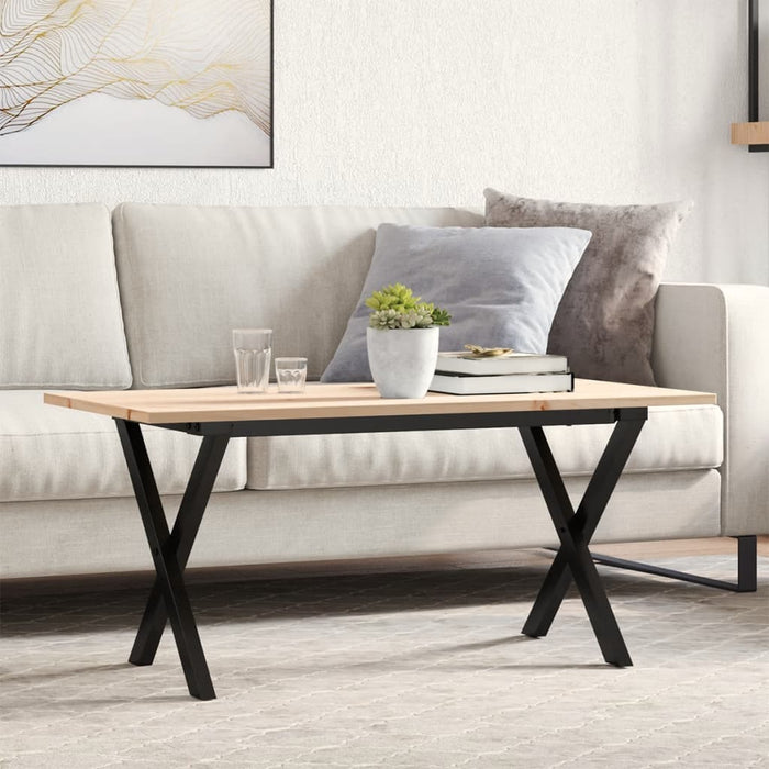 Masă de cafea, cadru X, 90x40x45 cm, lemn masiv pin și Oţel WALTI
