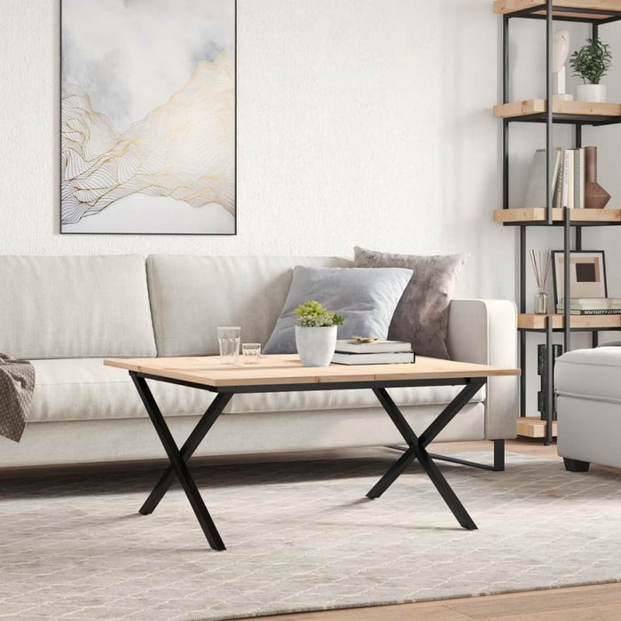 Masă de cafea, cadru X, 90x90x45 cm, lemn masiv pin și Oţel WALTI