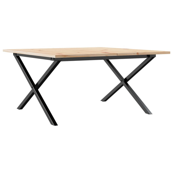 Masă de cafea, cadru X, 90x90x45 cm, lemn masiv pin și Oţel WALTI