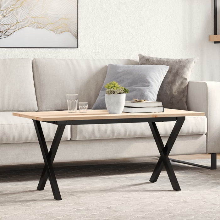 Masă de cafea, cadru X, 100x50x45 cm, lemn masiv pin și Oţel - WALTI WALTI