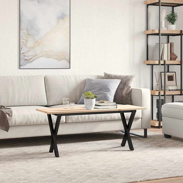 Masă de cafea, cadru X, 110x40x45 cm, lemn masiv pin și Oţel WALTI