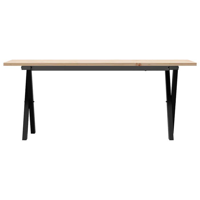 Masă de cafea, cadru X, 110x40x45 cm, lemn masiv pin și Oţel WALTI