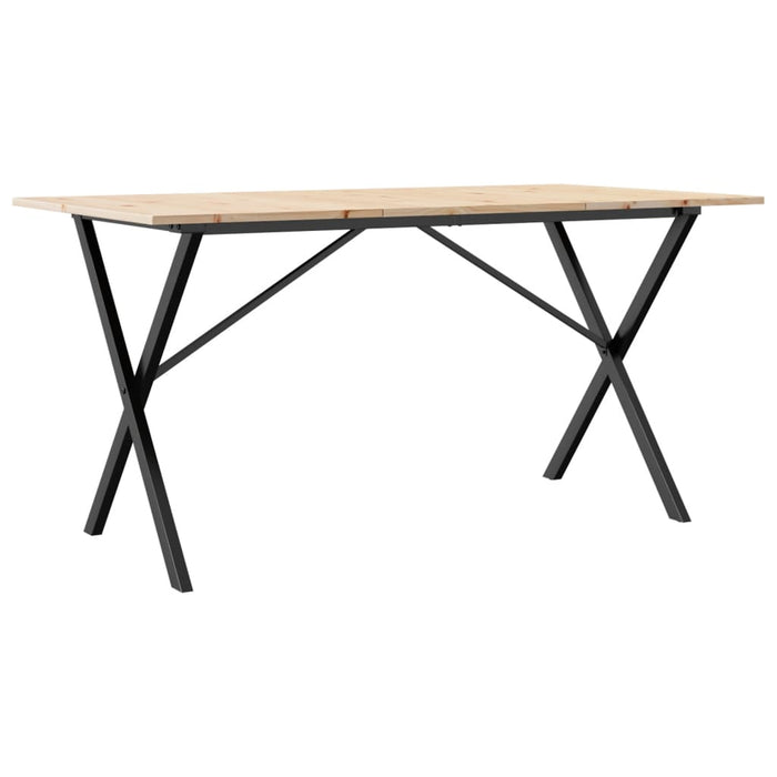 Masă de bucătărie, cadru X, 140x80x75cm lemn masiv pin și Oţel WALTI
