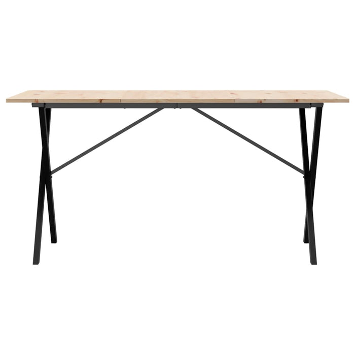 Masă de bucătărie, cadru X, 140x80x75cm lemn masiv pin și Oţel WALTI