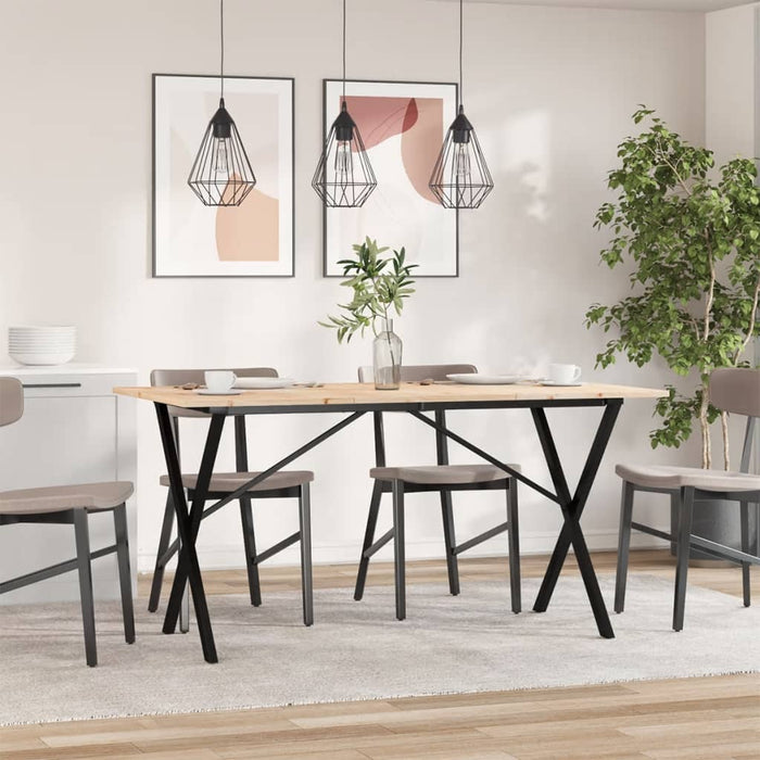 Masă de bucătărie, cadru X, 160x80x75cm lemn masiv pin și Oţel - WALTI WALTI