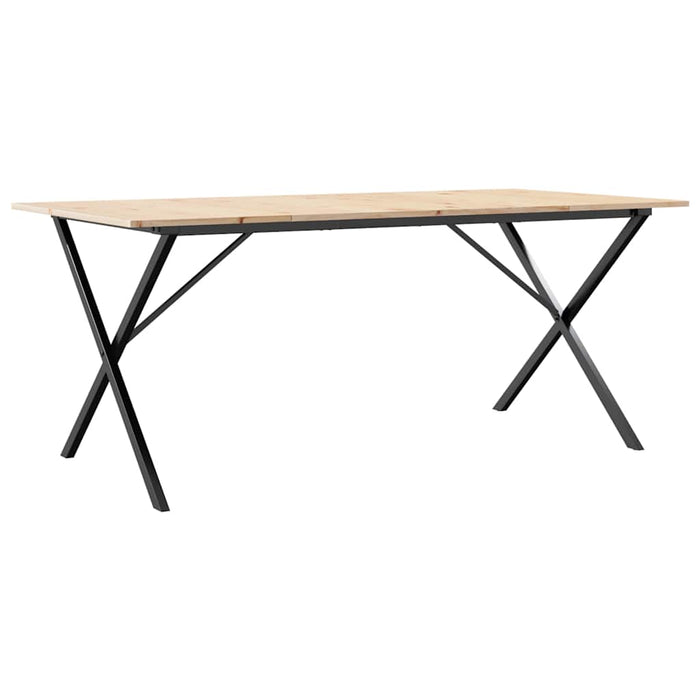 Masă de bucătărie, cadru X, 180x90x75cm lemn masiv pin și Oţel WALTI