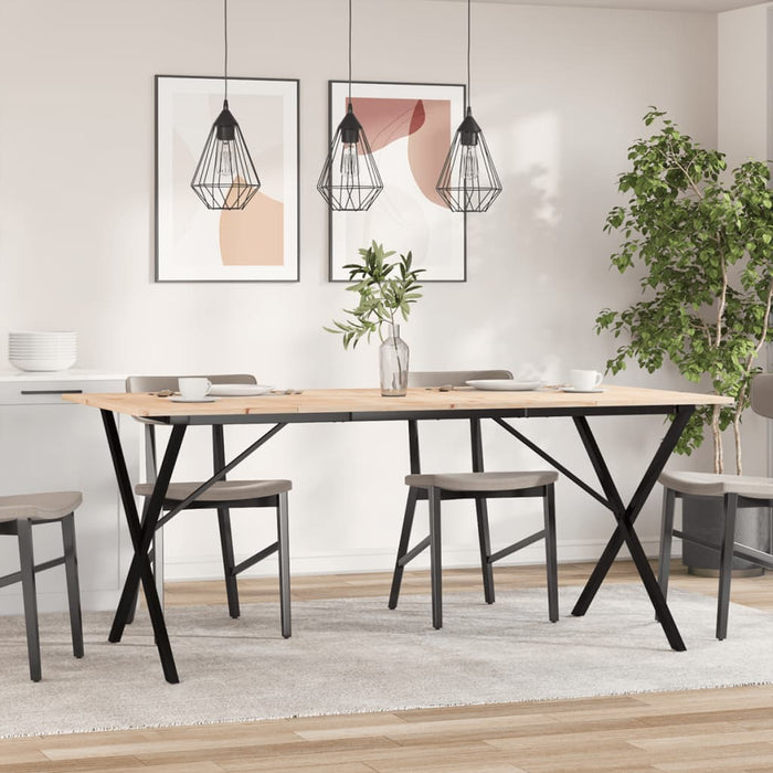 Masă de bucătărie, cadru X, 180x90x75cm lemn masiv pin și Oţel WALTI