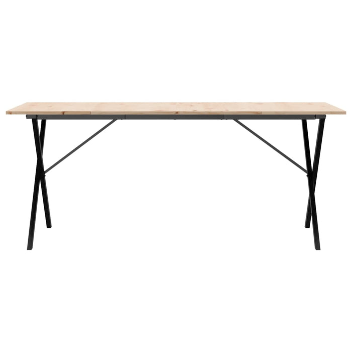 Masă de bucătărie, cadru X, 180x90x75cm lemn masiv pin și Oţel WALTI