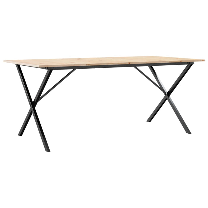 Masă de bucătărie, cadru X, 180x90x75cm lemn masiv pin și Oţel WALTI