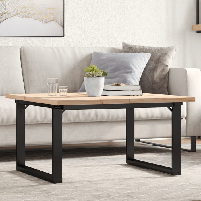 Masă de cafea, cadru O, 80x80x45,5 cm, lemn masiv pin și Oţel WALTI