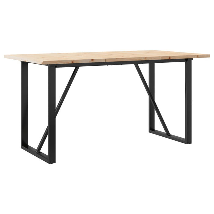 Masă bucătărie, cadru O, 140x80x75,5 cm lemn masiv pin și Oţel WALTI