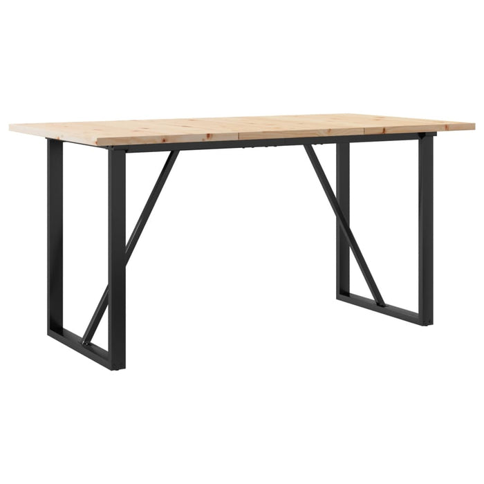Masă bucătărie, cadru O, 160x80x75,5 cm lemn masiv pin și Oţel WALTI