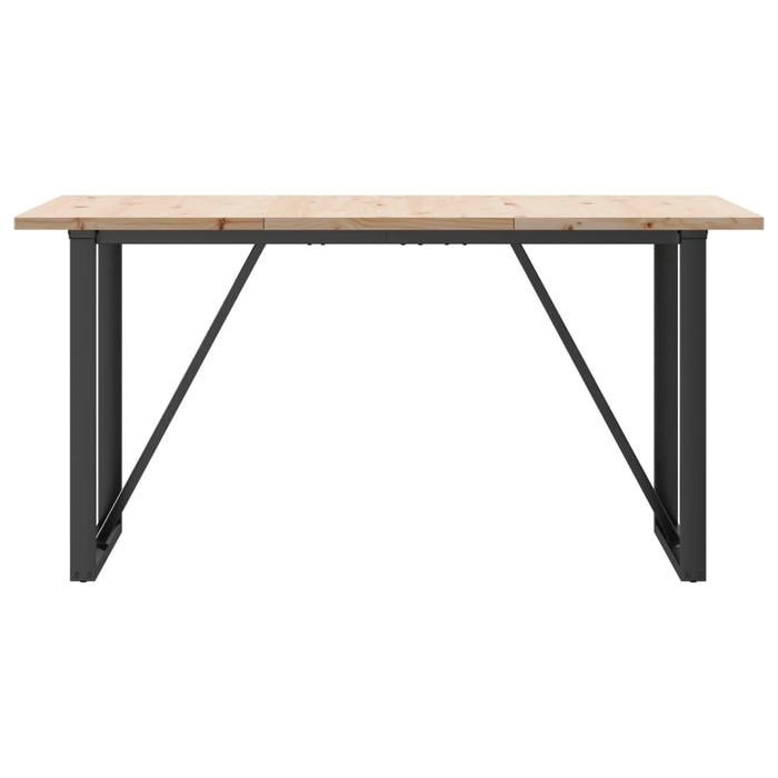 Masă bucătărie, cadru O, 160x80x75,5 cm lemn masiv pin și Oţel WALTI