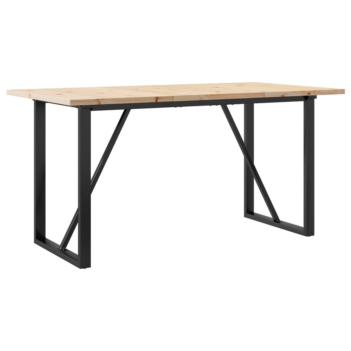 Masă bucătărie, cadru O, 160x80x75,5 cm lemn masiv pin și Oţel WALTI