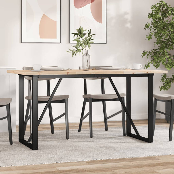 Masă bucătărie, cadru O, 160x80x75,5 cm lemn masiv pin și Oţel WALTI