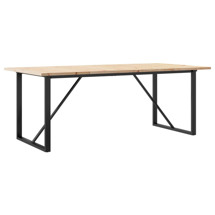 Masă bucătărie, cadru O, 200x100x75,5cm lemn masiv pin și Oţel - WALTI WALTI