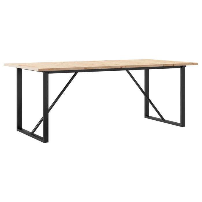 Masă bucătărie, cadru O, 200x100x75,5cm lemn masiv pin și Oţel - WALTI WALTI