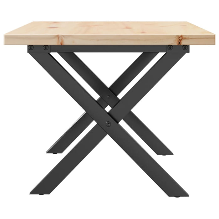 Masă de cafea, cadru X, 80x50x40,5 cm, lemn masiv pin și Oţel - WALTI WALTI