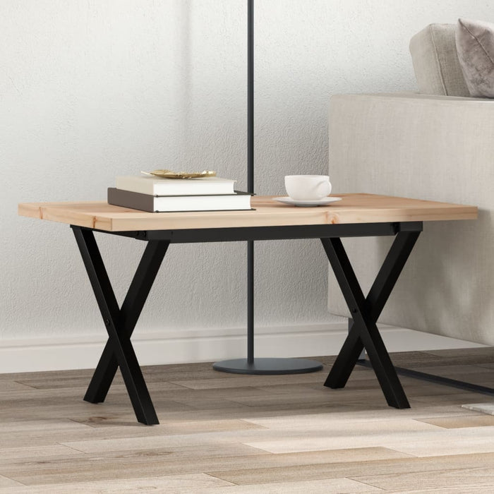 Masă de cafea, cadru X, 80x50x40,5 cm, lemn masiv pin și Oţel - WALTI WALTI