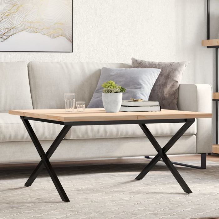Masă de cafea, cadru X, 80x80x45,5 cm, lemn masiv pin și fontă - WALTI WALTI