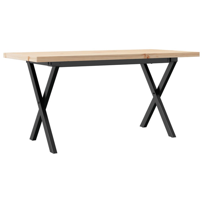 Masă de cafea, cadru X, 90x40x45,5 cm, lemn masiv pin și Oţel WALTI