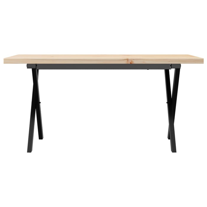Masă de cafea, cadru X, 90x40x45,5 cm, lemn masiv pin și Oţel WALTI