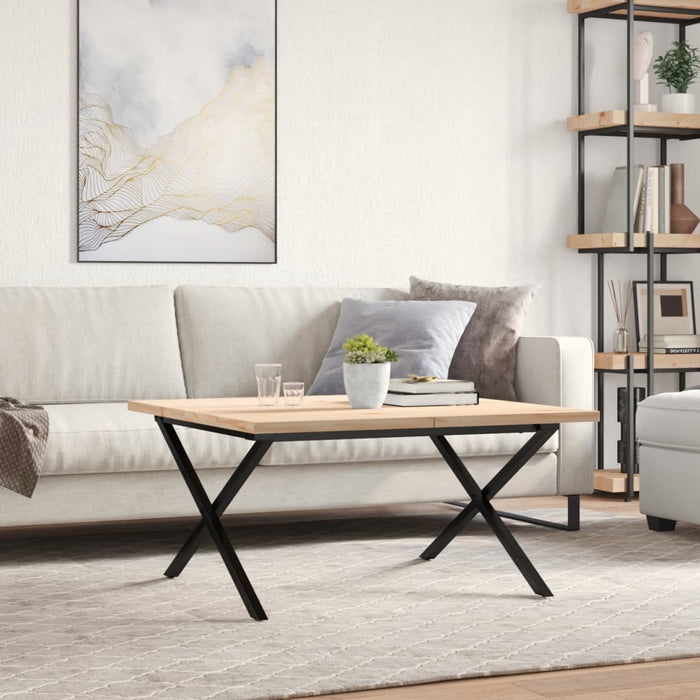 Masă de cafea, cadru X, 90x90x45,5 cm, lemn masiv pin și Oţel WALTI