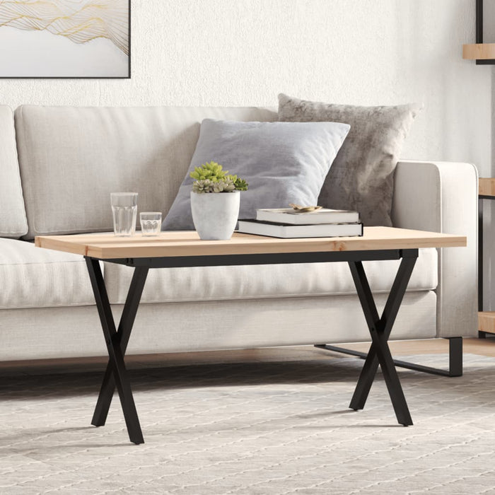 Masă de cafea, cadru X, 100x50x45,5 cm, lemn masiv pin și Oţel - WALTI WALTI