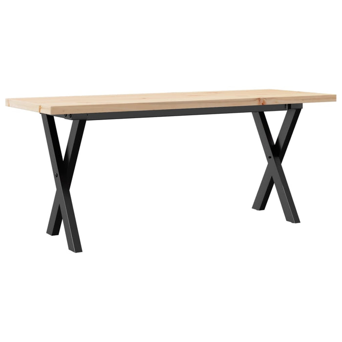 Masă de cafea, cadru X, 110x40x45,5 cm, lemn masiv pin și Oţel WALTI