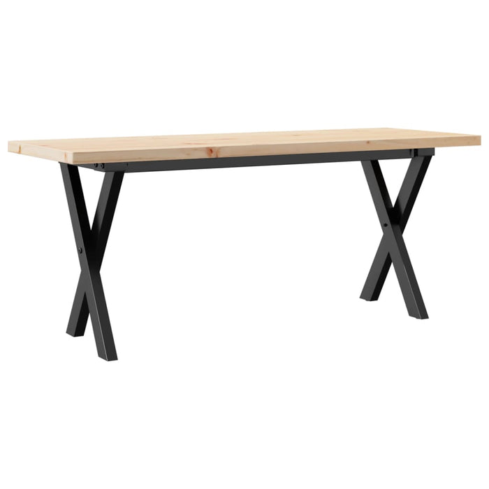Masă de cafea, cadru X, 110x40x45,5 cm, lemn masiv pin și Oţel WALTI